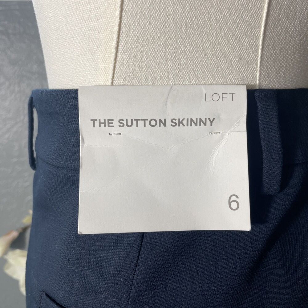 LOFT The Sutton Skinny Pant Women 6 Navy Cotton Blend Stretch Workwear Trouser - Picture 9 of 11